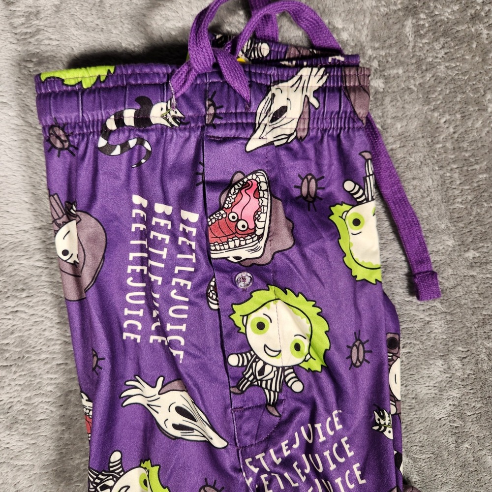 Bioworld Sleep Pant Mens XL ZPM6YRTBJU Purple Beetlejuice Graphic NEW